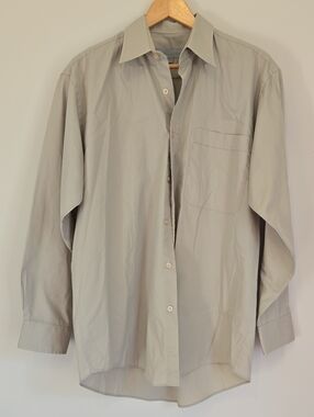 Men's Classic Long-Sleeve Button-Down Shirt — Light Taupe 15 1/2 R